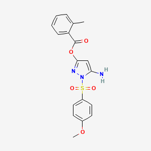 5-amino-1-(4-methoxyphenylsulfonyl)-1H-pyrazol-3-yl 2-methylbenzoate