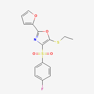 molecular formula C15H12FNO4S2 B10807520 5-Ethylsulfanyl-4-(4-fluorophenyl)sulfonyl-2-(furan-2-yl)-1,3-oxazole 