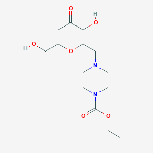 molecular formula C14H20N2O6 B10807551 ethyl 4-{[3-hydroxy-6-(hydroxymethyl)-4-oxo-4H-pyran-2-yl]methyl}piperazine-1-carboxylate 