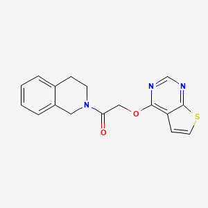 molecular formula C17H15N3O2S B10807623 1-(3,4-dihydro-1H-isoquinolin-2-yl)-2-thieno[2,3-d]pyrimidin-4-yloxyethanone 