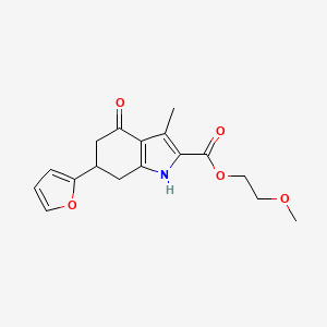 2-methoxyethyl 6-(furan-2-yl)-3-methyl-4-oxo-4,5,6,7-tetrahydro-1H-indole-2-carboxylate