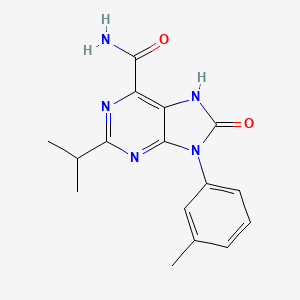 molecular formula C16H17N5O2 B10807706 9-(3-methylphenyl)-8-oxo-2-propan-2-yl-7H-purine-6-carboxamide 