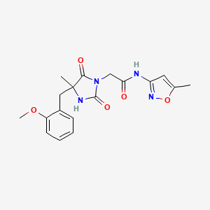 2-[4-[(2-methoxyphenyl)methyl]-4-methyl-2,5-dioxoimidazolidin-1-yl]-N-(5-methyl-1,2-oxazol-3-yl)acetamide