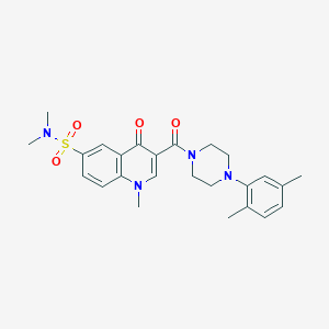 3-[4-(2,5-Dimethylphenyl)piperazine-1-carbonyl]-N,N,1-trimethyl-4-oxo-1,4-dihydroquinoline-6-sulfonamide