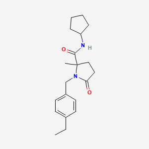 molecular formula C20H28N2O2 B10807756 N-cyclopentyl-1-(4-ethylbenzyl)-2-methyl-5-oxoprolinamide 