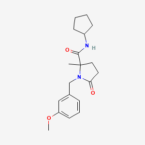 molecular formula C19H26N2O3 B10807761 N-cyclopentyl-1-[(3-methoxyphenyl)methyl]-2-methyl-5-oxopyrrolidine-2-carboxamide 