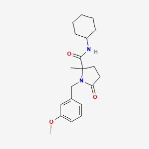 molecular formula C20H28N2O3 B10807775 N-cyclohexyl-1-[(3-methoxyphenyl)methyl]-2-methyl-5-oxopyrrolidine-2-carboxamide 