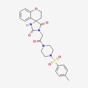 molecular formula C24H26N4O6S B10807795 3'-[2-[4-(4-Methylphenyl)sulfonylpiperazin-1-yl]-2-oxoethyl]spiro[2,3-dihydrochromene-4,5'-imidazolidine]-2',4'-dione 