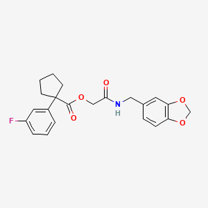 [2-(1,3-Benzodioxol-5-ylmethylamino)-2-oxoethyl] 1-(3-fluorophenyl)cyclopentane-1-carboxylate