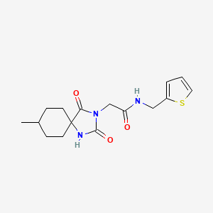 molecular formula C16H21N3O3S B10807847 2-{8-methyl-2,4-dioxo-1,3-diazaspiro[4.5]decan-3-yl}-N-[(thiophen-2-yl)methyl]acetamide 