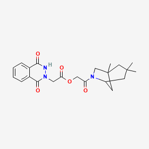 molecular formula C22H27N3O5 B10807854 [2-oxo-2-(1,3,3-trimethyl-6-azabicyclo[3.2.1]octan-6-yl)ethyl] 2-(1,4-dioxo-3H-phthalazin-2-yl)acetate 