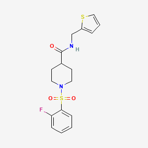 1-(2-fluorophenyl)sulfonyl-N-(thiophen-2-ylmethyl)piperidine-4-carboxamide