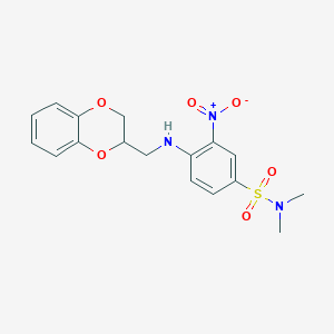 4-(2,3-dihydro-1,4-benzodioxin-3-ylmethylamino)-N,N-dimethyl-3-nitrobenzenesulfonamide