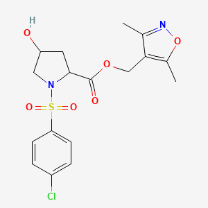 molecular formula C17H19ClN2O6S B10807912 (3,5-Dimethyl-1,2-oxazol-4-yl)methyl 1-(4-chlorophenyl)sulfonyl-4-hydroxypyrrolidine-2-carboxylate 