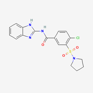 molecular formula C18H17ClN4O3S B10807938 N-(1H-benzimidazol-2-yl)-4-chloro-3-pyrrolidin-1-ylsulfonylbenzamide 