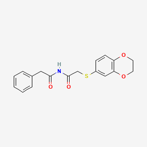 2-((2,3-Dihydrobenzo[b][1,4]dioxin-6-yl)thio)-N-(2-phenylacetyl)acetamide