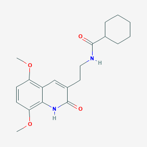 N-(2-(5,8-dimethoxy-2-oxo-1,2-dihydroquinolin-3-yl)ethyl)cyclohexanecarboxamide