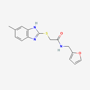 molecular formula C15H15N3O2S B10808132 N-(furan-2-ylmethyl)-2-[(6-methyl-1H-benzimidazol-2-yl)sulfanyl]acetamide 