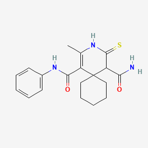 molecular formula C19H23N3O2S B10808151 2-methyl-N~1~-phenyl-4-thioxo-3-azaspiro[5.5]undec-1-ene-1,5-dicarboxamide 