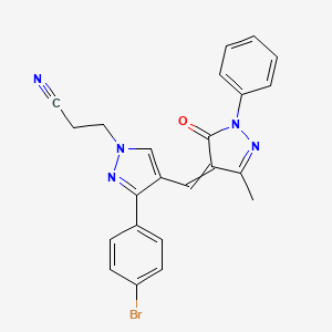 molecular formula C23H18BrN5O B10808177 3-[3-(4-Bromophenyl)-4-[(3-methyl-5-oxo-1-phenylpyrazol-4-ylidene)methyl]pyrazol-1-yl]propanenitrile 