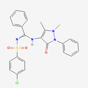 molecular formula C24H21ClN4O3S B10808198 N'-(4-chlorophenyl)sulfonyl-N-(1,5-dimethyl-3-oxo-2-phenylpyrazol-4-yl)benzenecarboximidamide 