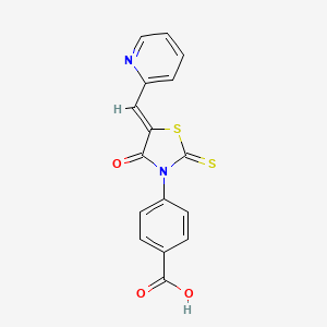 molecular formula C16H10N2O3S2 B10808204 4-[(5Z)-4-oxo-5-(pyridin-2-ylmethylidene)-2-thioxo-1,3-thiazolidin-3-yl]benzoic acid 