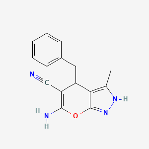 6-Amino-4-benzyl-3-methyl-1,4-dihydropyrano[2,3-c]pyrazole-5-carbonitrile