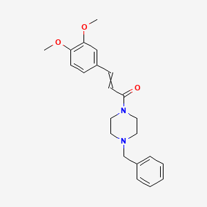 molecular formula C22H26N2O3 B10808235 1-(4-Benzylpiperazin-1-yl)-3-(3,4-dimethoxyphenyl)prop-2-en-1-one 