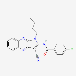 molecular formula C22H18ClN5O B10808247 N-(1-butyl-3-cyano-1H-pyrrolo[2,3-b]quinoxalin-2-yl)-4-chlorobenzamide 