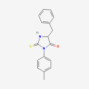 molecular formula C17H16N2OS B10808278 5-Benzyl-3-(4-methylphenyl)-2-sulfanylideneimidazolidin-4-one 