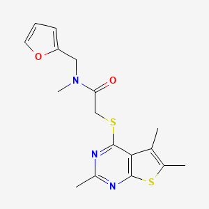 N-(furan-2-ylmethyl)-N-methyl-2-(2,5,6-trimethylthieno[2,3-d]pyrimidin-4-yl)sulfanylacetamide