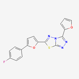 molecular formula C17H9FN4O2S B10808322 6-(5-(4-Fluorophenyl)furan-2-yl)-3-(furan-2-yl)-[1,2,4]triazolo[3,4-b][1,3,4]thiadiazole 