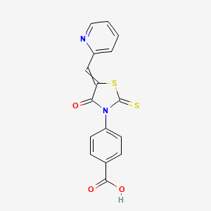 4-[4-Oxo-5-(pyridin-2-ylmethylidene)-2-sulfanylidene-1,3-thiazolidin-3-yl]benzoic acid