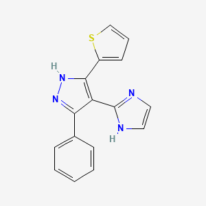 molecular formula C16H12N4S B10808475 4-(1H-imidazol-2-yl)-3-phenyl-5-thiophen-2-yl-1H-pyrazole 