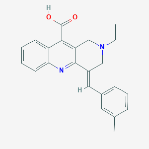 (4E)-2-ethyl-4-[(3-methylphenyl)methylidene]-1,3-dihydrobenzo[b][1,6]naphthyridine-10-carboxylic acid