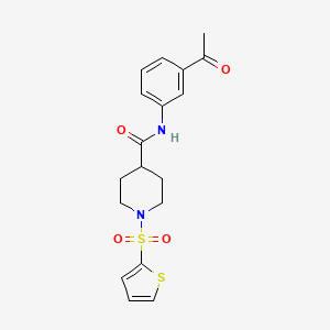 molecular formula C18H20N2O4S2 B10808800 N-(3-acetylphenyl)-1-(thiophene-2-sulfonyl)piperidine-4-carboxamide 