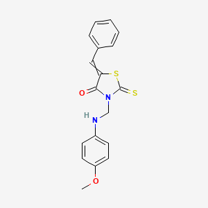 molecular formula C18H16N2O2S2 B10808808 5-Benzylidene-3-[(4-methoxyanilino)methyl]-2-sulfanylidene-1,3-thiazolidin-4-one 