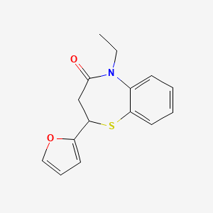 molecular formula C15H15NO2S B10808882 5-ethyl-2-(2-furyl)-2,3-dihydro-1,5-benzothiazepin-4(5H)-one 