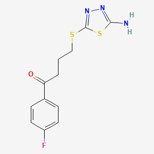 molecular formula C12H12FN3OS2 B10808916 4-[(5-Amino-1,3,4-thiadiazol-2-yl)sulfanyl]-1-(4-fluorophenyl)butan-1-one 