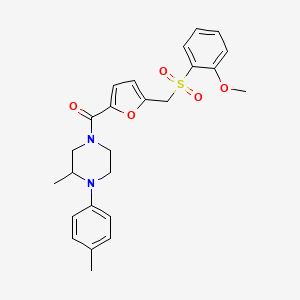 4-{5-[(2-Methoxybenzenesulfonyl)methyl]furan-2-carbonyl}-2-methyl-1-(4-methylphenyl)piperazine