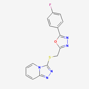 2-(4-Fluorophenyl)-5-([1,2,4]triazolo[4,3-a]pyridin-3-ylsulfanylmethyl)-1,3,4-oxadiazole