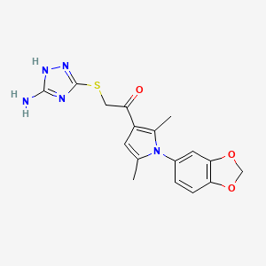 molecular formula C17H17N5O3S B10808996 2-[(5-amino-1H-1,2,4-triazol-3-yl)sulfanyl]-1-[1-(1,3-benzodioxol-5-yl)-2,5-dimethylpyrrol-3-yl]ethanone 