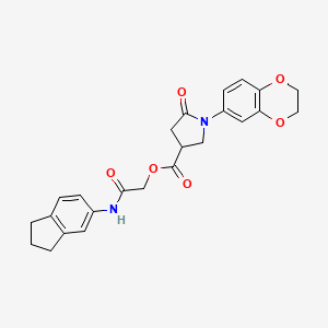 [2-(2,3-dihydro-1H-inden-5-ylamino)-2-oxoethyl] 1-(2,3-dihydro-1,4-benzodioxin-6-yl)-5-oxopyrrolidine-3-carboxylate