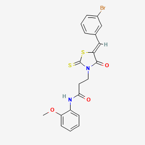 molecular formula C20H17BrN2O3S2 B10809037 3-[(5Z)-5-(3-bromobenzylidene)-4-oxo-2-thioxo-1,3-thiazolidin-3-yl]-N-(2-methoxyphenyl)propanamide 