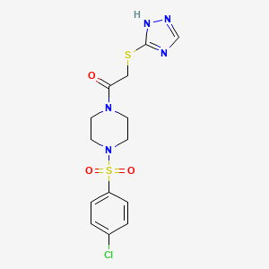 1-[4-(4-chlorophenyl)sulfonylpiperazin-1-yl]-2-(1H-1,2,4-triazol-5-ylsulfanyl)ethanone