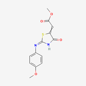 molecular formula C13H12N2O4S B10809121 Methyl 2-[2-(4-methoxyphenyl)imino-4-oxo-1,3-thiazolidin-5-ylidene]acetate 