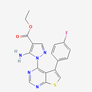 molecular formula C18H14FN5O2S B10809127 ethyl 5-amino-1-[5-(4-fluorophenyl)thieno[2,3-d]pyrimidin-4-yl]pyrazole-4-carboxylate 