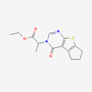 ethyl 2-(1-oxidanylidene-7,8-dihydro-6H-cyclopenta[2,3]thieno[2,4-d]pyrimidin-2-yl)propanoate