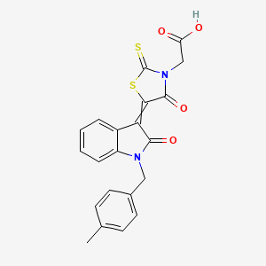 2-[5-[1-[(4-Methylphenyl)methyl]-2-oxoindol-3-ylidene]-4-oxo-2-sulfanylidene-1,3-thiazolidin-3-yl]acetic acid