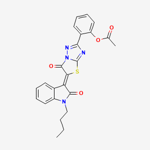 2-[(5Z)-5-(1-butyl-2-oxo-1,2-dihydro-3H-indol-3-ylidene)-6-oxo-5,6-dihydro[1,3]thiazolo[3,2-b][1,2,4]triazol-2-yl]phenyl acetate